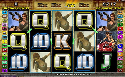 multiplicateur de gains 4x activé sur les tours gratuits de la machine à sous Tomb Raider Secret of the Sword