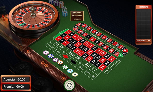 Écran avec la table de roulette européenne classique de Playtech.
