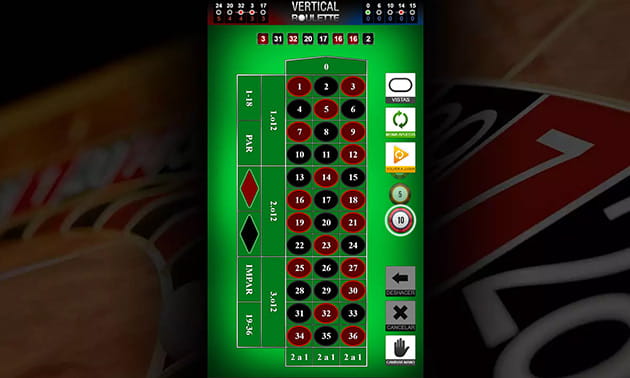 Table de roulette verticale du fournisseur de jeux 1 au casino TonyBet.